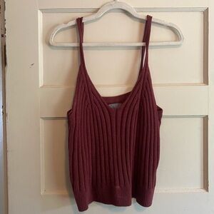 Anthropologie Red Ribbed Camisole Top